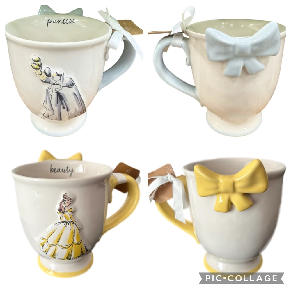 Cinderella  and Belle Themed Mugs with Bows